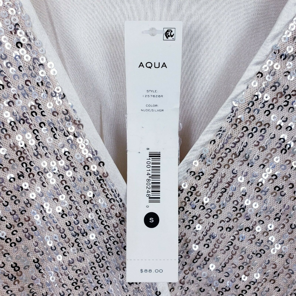 Aqua Long Sleeve Sequined Crossover Romper Small - Picture 6 of 8